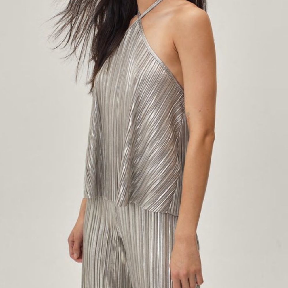 Metallic Plisse Top & Pants - Party Outfit - Party Jumpsuit - Metallic